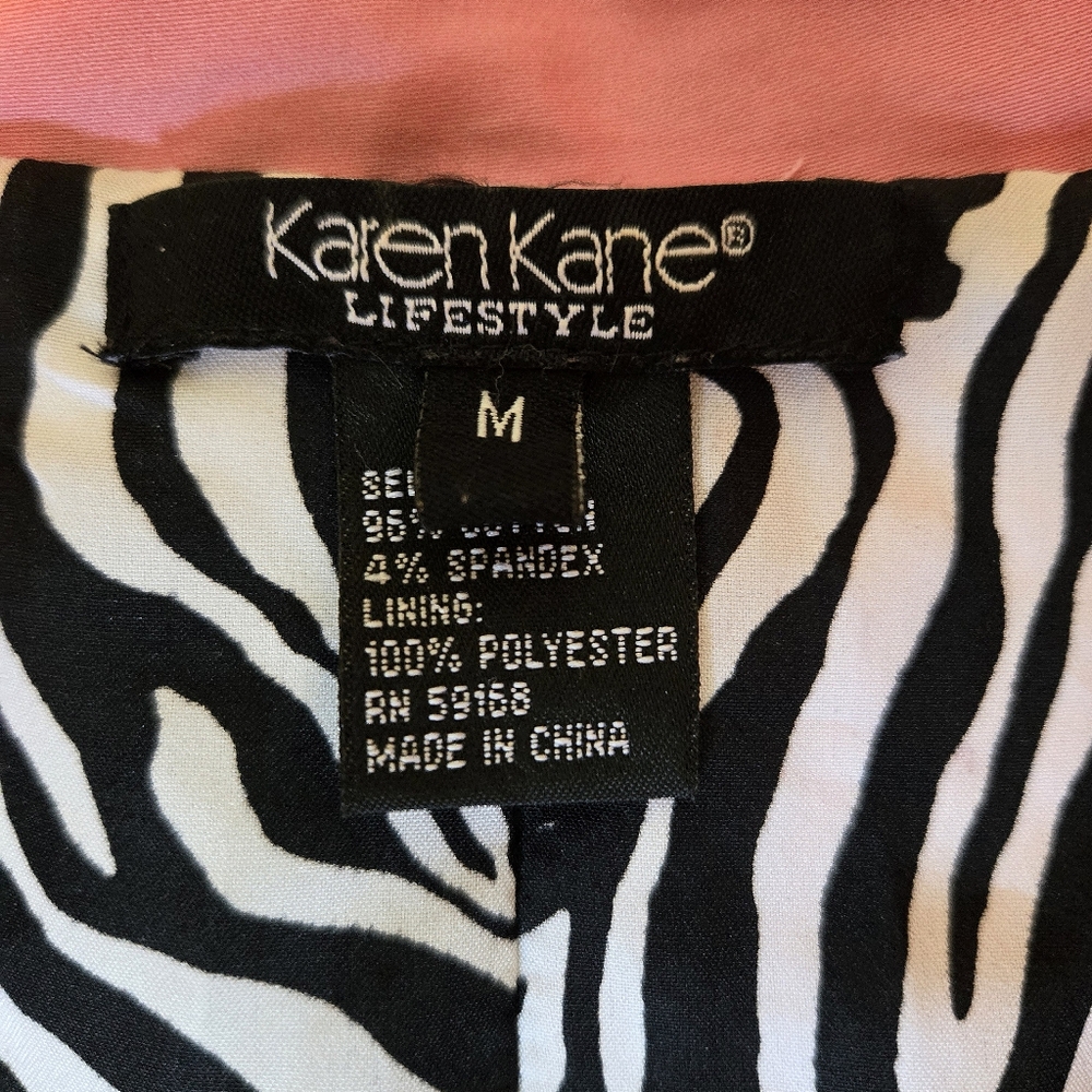 FLAWED* Midi Trench Coat Salmon Pink, Rhinestone Buttons/Belt Zebra Print Lining - Picture 6 of 12